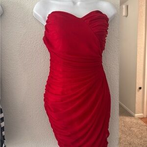 Elegant Red Strapless Dress